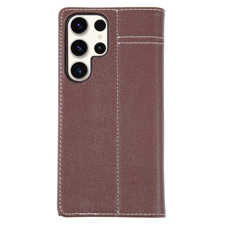 For Samsung Galaxy S23 Ultra 5G GEBEI Top-grain Horizontal Flip Leather Phone Case(Brown)