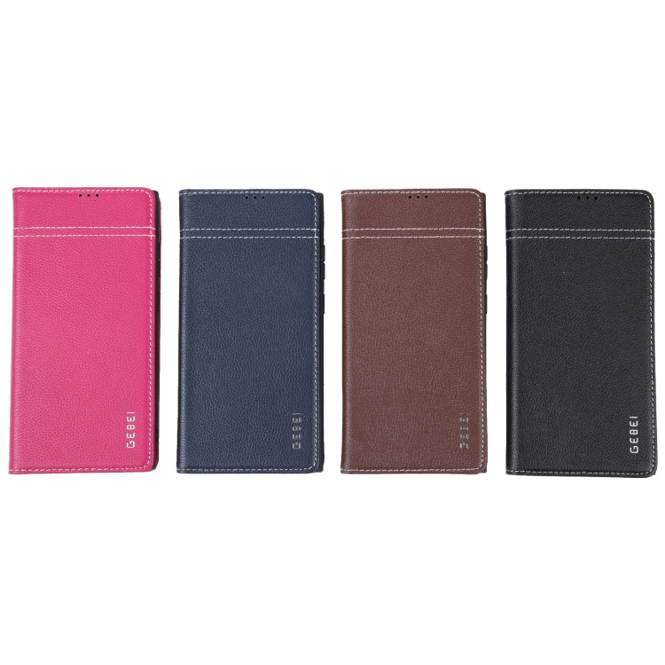 For Samsung Galaxy S23 Ultra 5G GEBEI Top-grain Horizontal Flip Leather Phone Case(Brown)