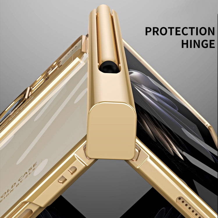 For Xiaomi Mix Fold 2 Electroplated Hinge Transparent Phone Case with Pen Slot(Black)