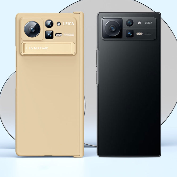 For Xiaomi Mix Fold 2 Macaron Hinge All-inclusive Folding Phone Case with Stand(Gold)