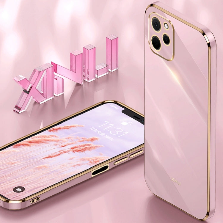 For Huawei nova Y61 XINLI Straight Edge 6D Electroplate TPU Phone Case(Pink) - Huawei Cases by XINLI | Online Shopping South Africa | PMC TechLife | Buy Now Pay Later Mobicred