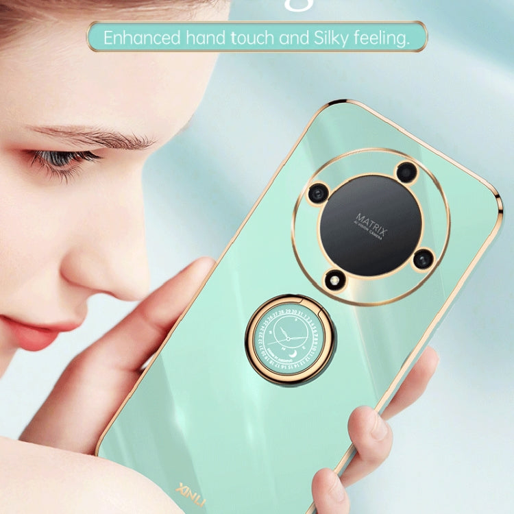 For Honor X9a 5G XINLI Straight Edge 6D Electroplate TPU Phone Case with Ring Holder(White) - free shipping - PMC TechLife - Order now!