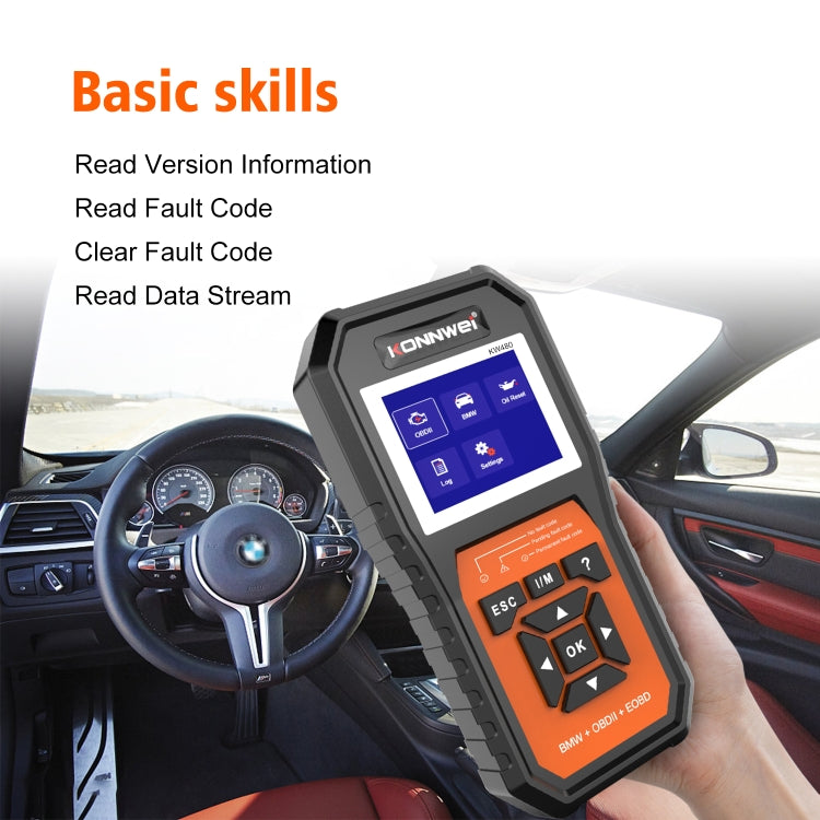 For BMW KONNWE KW480 2.8 inch Color Screen OBD2 Car Fault Detector - free shipping - PMC Jewellery - Order now!
