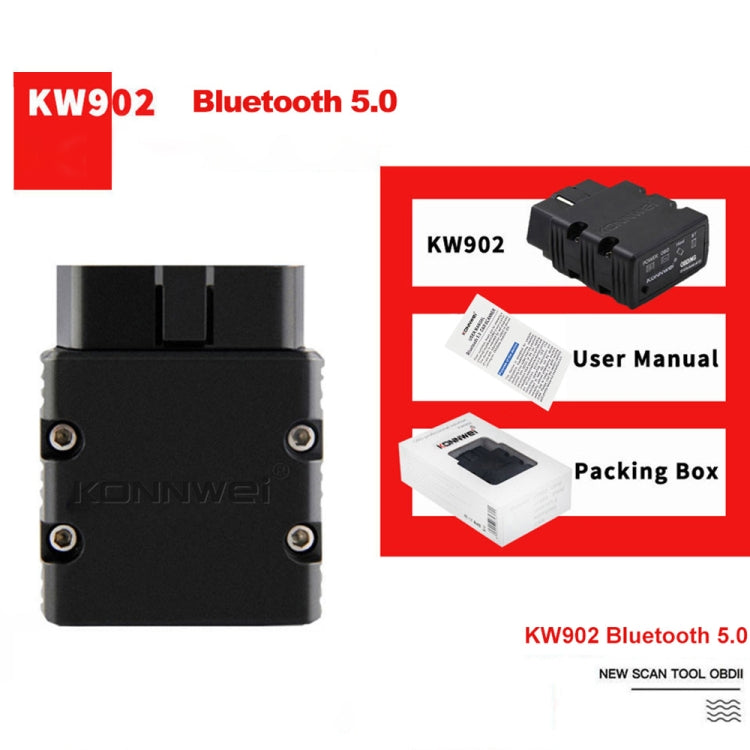 KONNWEI KW902 Bluetooth 5.0 OBD2 Car Fault Diagnostic Scan Tools Support IOS / Android(White) - free shipping - PMC TechLife - Order now!