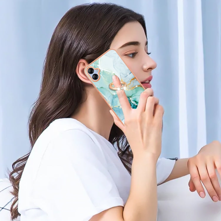 For Samsung Galaxy A04e Electroplating Marble IMD TPU Phone Case with Ring Holder(Green 003) - free shipping - PMC TechLife - Order now!