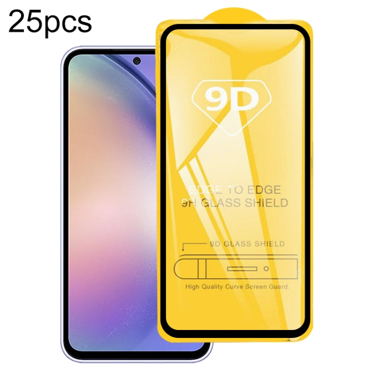 For Samsung Galaxy A54 25pcs 9D Full Glue Full Screen Tempered Glass Film