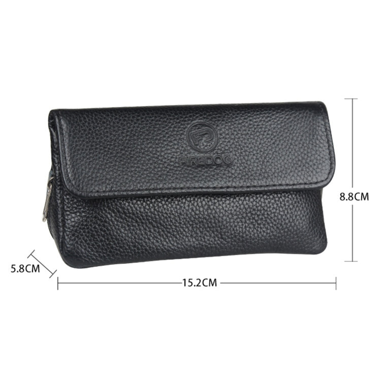 FIREDOG CL07 Portable Handcrafted Cowhide Double Pipe Bag(Black) - Cigarette Box & Ashtrays by FIREDOG | Online Shopping South Africa | PMC Jewellery | Buy Now Pay Later Mobicred