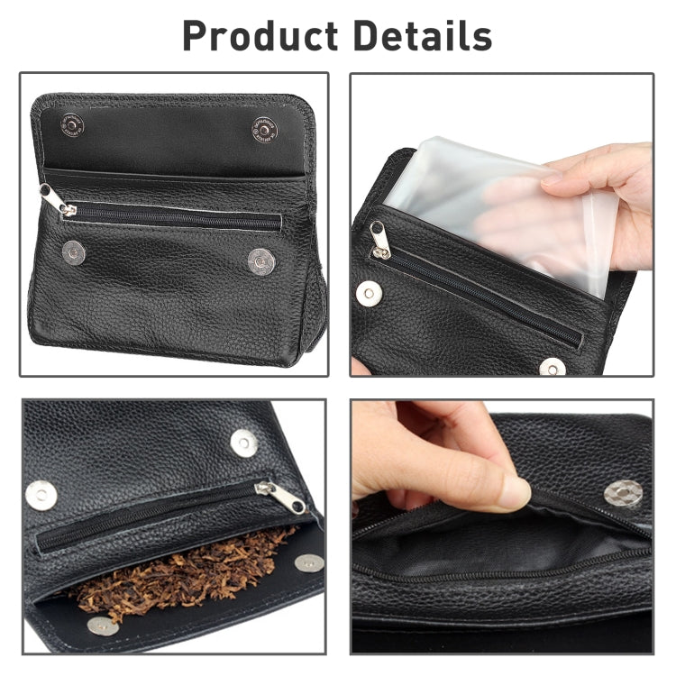 FIREDOG CL07 Portable Handcrafted Cowhide Double Pipe Bag(Black) - Cigarette Box & Ashtrays by FIREDOG | Online Shopping South Africa | PMC Jewellery | Buy Now Pay Later Mobicred