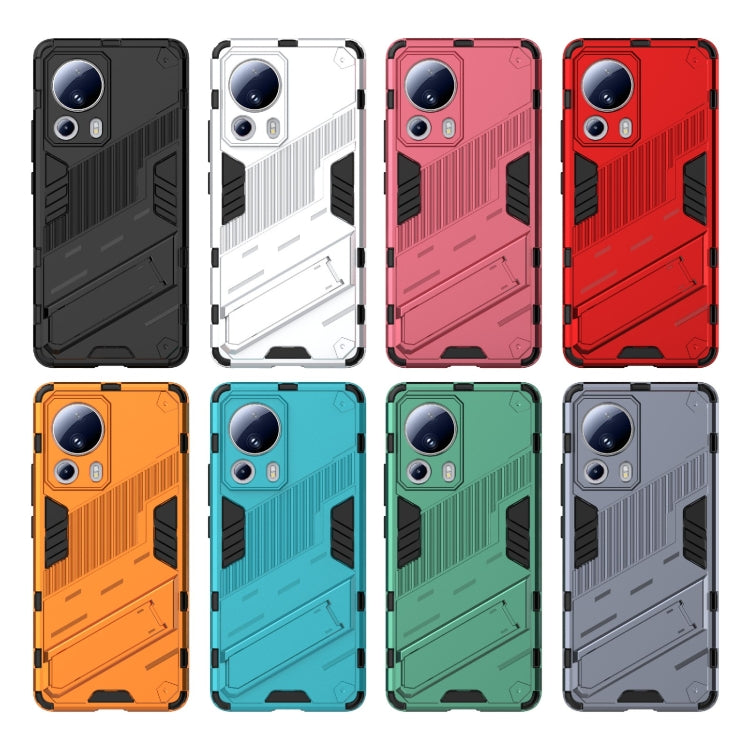 For Xiaomi 13 Lite Punk Armor 2 in 1 PC + TPU Shockproof Phone Case with Holder(Green)