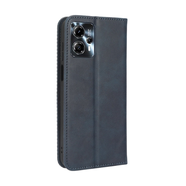 For Motorola Moto G13 / G23 4G Magnetic Buckle Retro Texture Leather Phone Case(Blue)