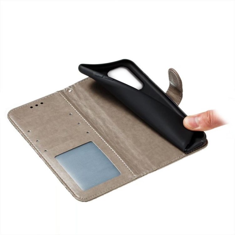 For Samsung Galaxy A14 4G Lace Flower Embossing Flip Leather Phone Case(Grey)