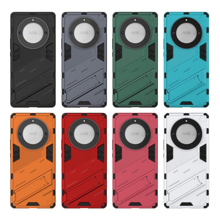 For Honor X9a/X40 5G/Magic5 Lite Punk Armor PC + TPU Phone Case with Holder(Blue)