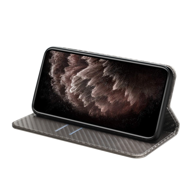 For Samsung Galaxy A24 4G Carbon Fiber Texture Magnetic Flip Leather Phone Case(Grey)