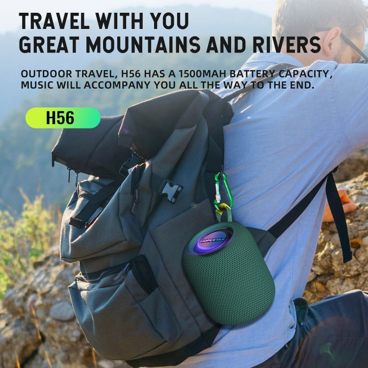 HOPESTAR H56 IPX6 Waterproof 10W TWS Subwoofer Light Bluetooth Speaker(Green) - Waterproof Speaker by HOPESTAR | Online Shopping South Africa | PMC TechLife | Buy Now Pay Later Mobicred