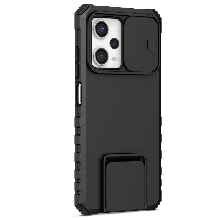 For Xiaomi Redmi Note 12 Pro 5G / Poco X5 Pro Stereoscopic Holder Sliding Camshield Phone Case(Black)