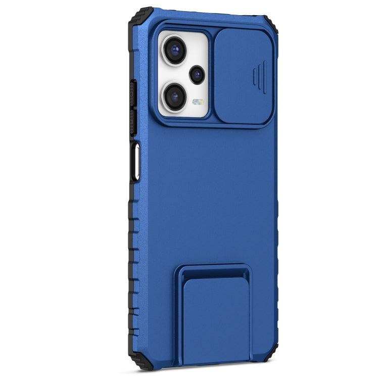 For Xiaomi Redmi Note 12 Pro 5G / Poco X5 Pro Stereoscopic Holder Sliding Camshield Phone Case(Blue)
