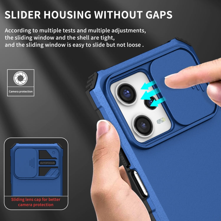 For Xiaomi Redmi Note 12 Pro 5G / Poco X5 Pro Stereoscopic Holder Sliding Camshield Phone Case(Blue)