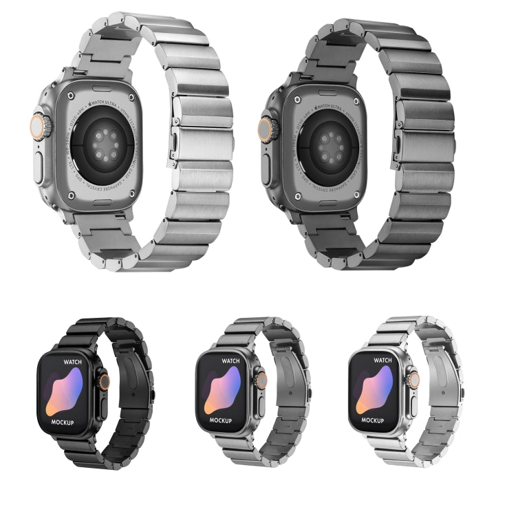 Flat Buckle Titanium Alloy Watch Band For Apple Watch Ultra 49mm&Watch Ultra 2 49mm / Series 9&8&7 45mm / SE 3&SE 2&6&SE&5&4 44mm / 3&2&1 42mm (Gray) - Watch Bands by PMC Jewellery | Online Shopping South Africa | PMC Jewellery | Buy Now Pay Later Mobicred