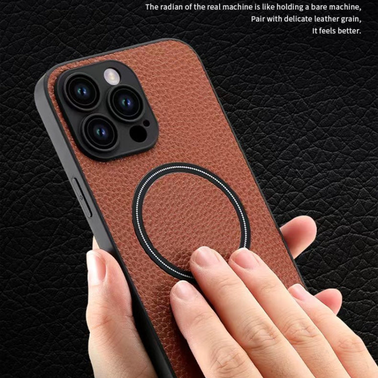 For iPhone 13 Pro Max Skin Feel Litchi Texture MagSafe Magnetic Phone Case(Black)