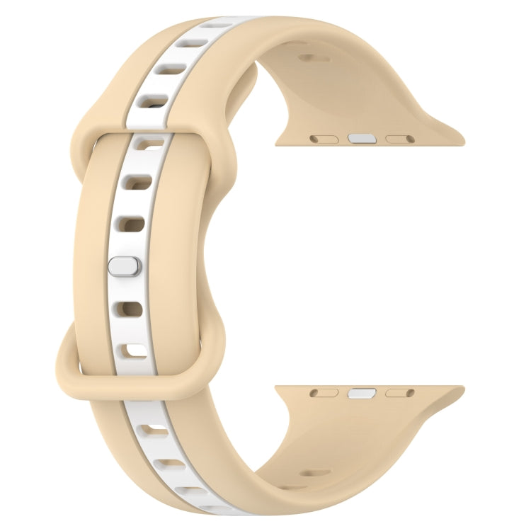 Nail Buckle Two-color Watch Band For Apple Watch Ultra 49mm / Series 8&7 45mm / SE 2&6&SE&5&4 44mm / 3&2&1 42mm(Khaki White)