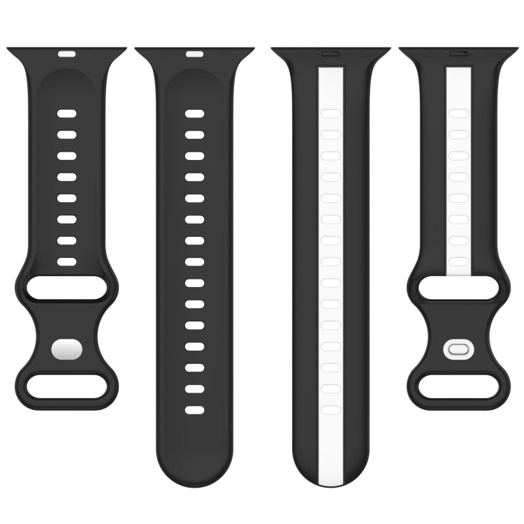 Nail Buckle Two-color Watch Band For Apple Watch Ultra 49mm / Series 8&7 45mm / SE 2&6&SE&5&4 44mm / 3&2&1 42mm(White Black) - Smart Wear by PMC TechLife | Online Shopping South Africa | PMC TechLife