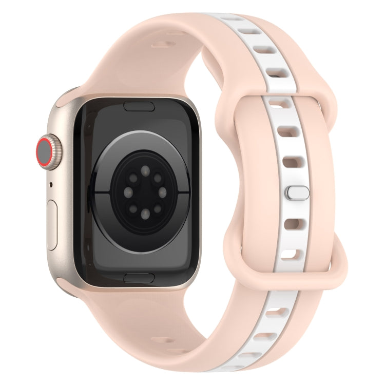 Nail Buckle Two-color Watch Band For Apple Watch Series 8&7 41mm / SE 2&6&SE&5&4 40mm / 3&2&1 38mm(Pink White)