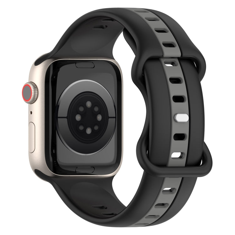 Nail Buckle Two-color Watch Band For Apple Watch Series 8&7 41mm / SE 2&6&SE&5&4 40mm / 3&2&1 38mm(Black Grey)