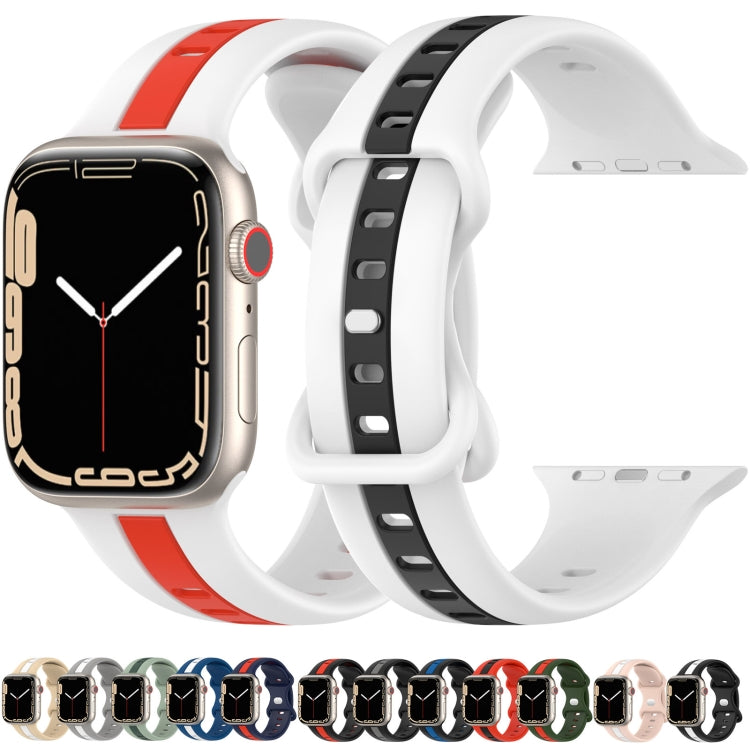 Nail Buckle Two-color Watch Band For Apple Watch Series 8&7 41mm / SE 2&6&SE&5&4 40mm / 3&2&1 38mm(Black Grey)