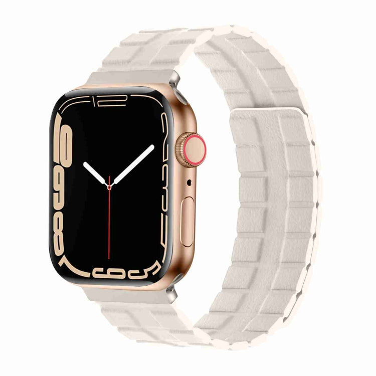 Square Two-section Leather Magnetic Watch Band For Apple Watch Series 8&7 41mm / SE 2&6&SE&5&4 40mm / 3&2&1 38mm(Starlight)