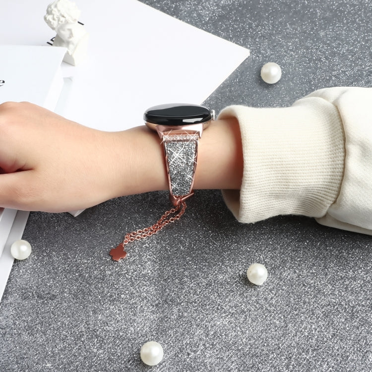 For Garmin Venu / Venu 2 Plus / Venu Sq / Sq2 20mm Diamond Chain Mental Watch Band(Rose Gold) - Smart Wear by PMC TechLife | Online Shopping South Africa | PMC TechLife