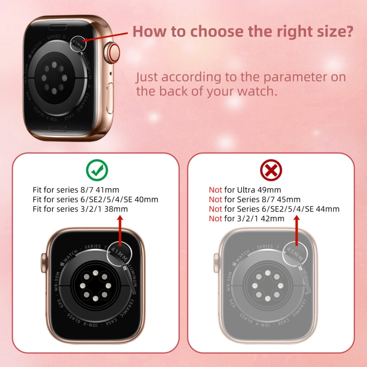 Stainless Steel Frame Silicone Watch Band For Apple Watch Series 8&7 41mm / SE 2&6&SE&5&4 40mm / 3&2&1 38mm(Pink)