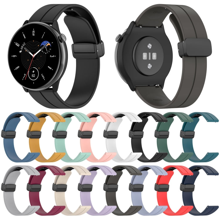 For Amazfit GTR Mini Magnetic Fold Clasp Black Buckle Silicone Watch Band(White)