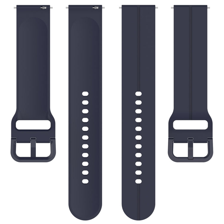 For Amazfit GTR Mini 20mm Flat Head Groove Reverse Buckle Silicone Watch Band(Navy Blue)