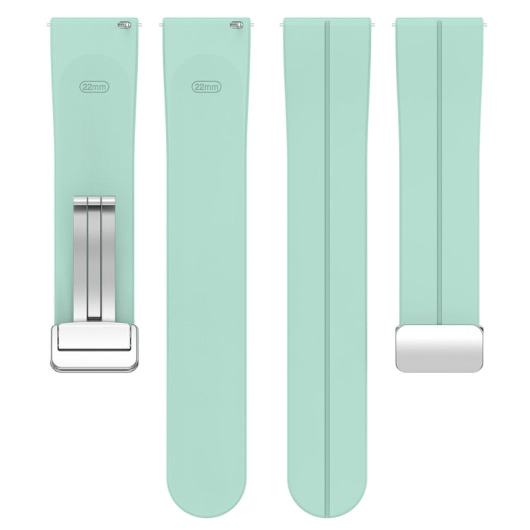 For Amazfit GTR 4 Magnetic Fold Clasp Silver Buckle Silicone Watch Band(Teal)