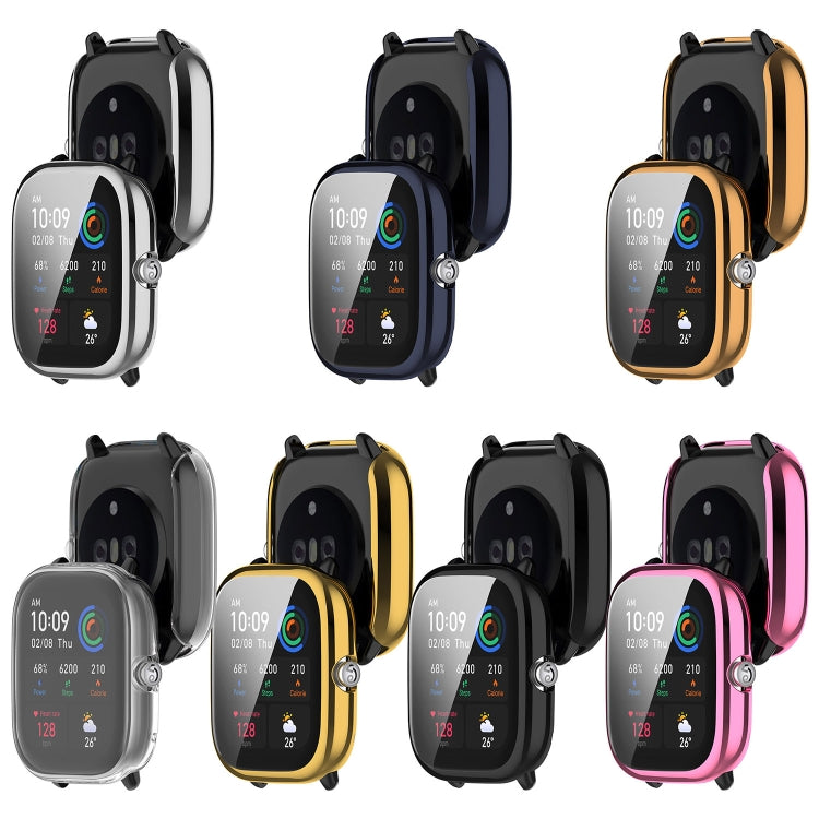 For Amazfit GTS4 Mini Full Coverage TPU Electroplating Watch Protective Case(Transparent)