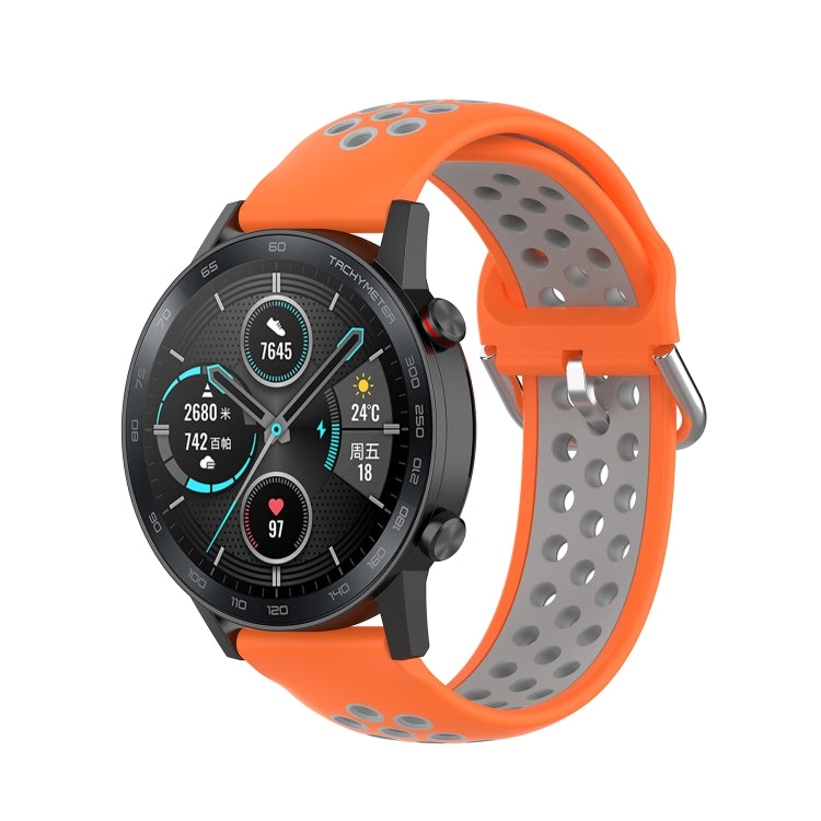 For Honor Watch GS 3i 22mm Sports Two-tone Silicone Watch Band(Orange Grey)