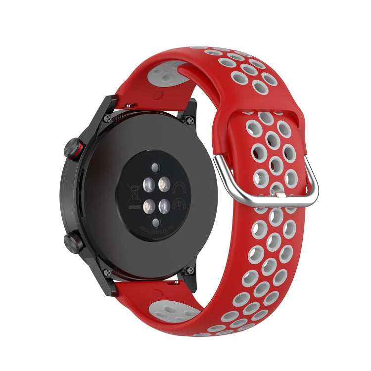 For Honor Watch GS 3i 22mm Sports Two-tone Silicone Watch Band(Red Grey)