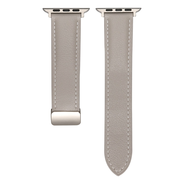 Folding Buckle Genuine Leather Watch Band For Apple Watch Series 8&7 41mm / SE 2&6&SE&5&4 40mm / 3&2&1 38mm(Grey)