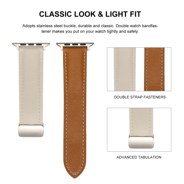 Folding Buckle Genuine Leather Watch Band For Apple Watch Series 8&7 41mm / SE 2&6&SE&5&4 40mm / 3&2&1 38mm(Black)