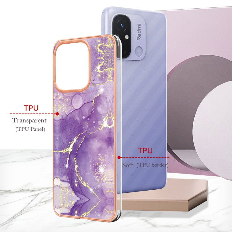 For Xiaomi Redmi 12C/11A 4G Global Electroplating Marble Dual-side IMD Phone Case(Purple 002) - free shipping - PMC TechLife - Order now!