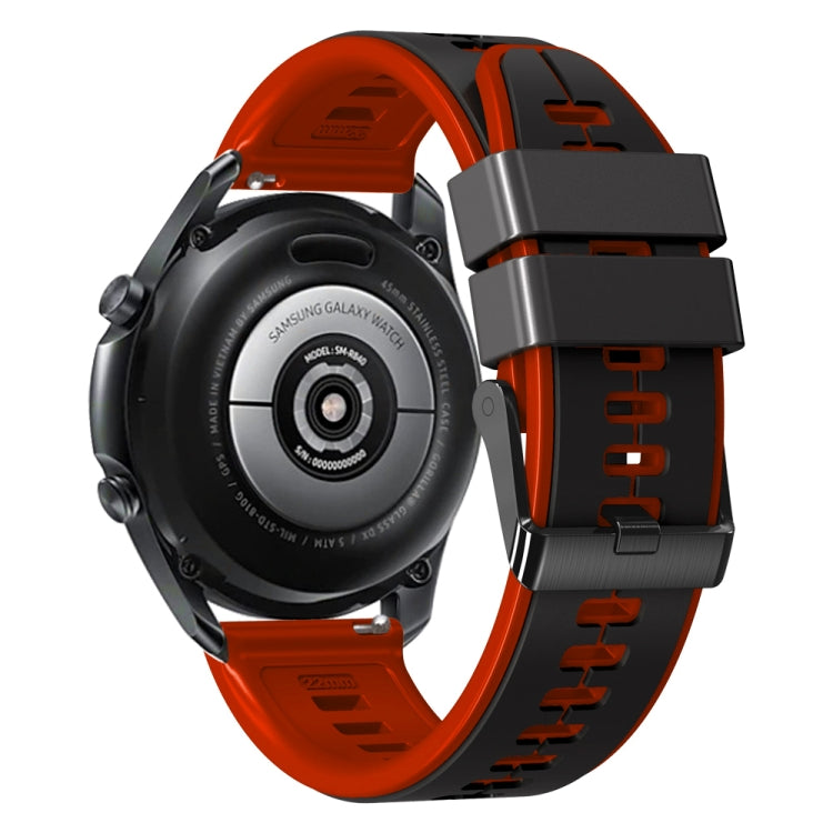 20mm Universal Vertical Line Two-Color Silicone Watch Band(Black+Red) - 20mm Bands by PMC Jewellery | Online Shopping South Africa | PMC Jewellery | Buy Now Pay Later Mobicred
