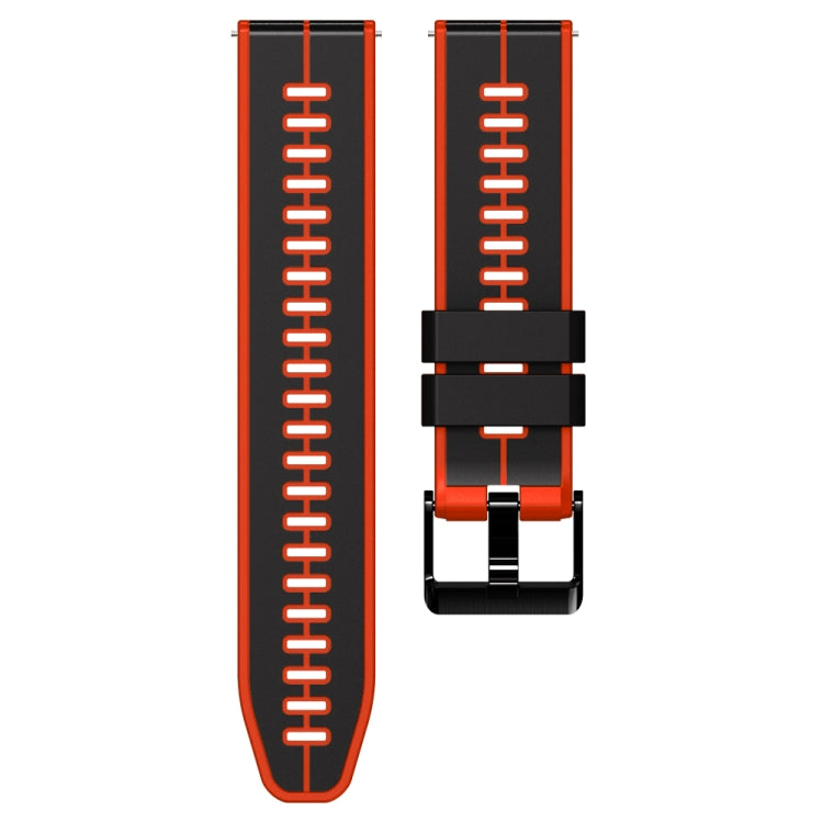 20mm Universal Vertical Line Two-Color Silicone Watch Band(Black+Red) - 20mm Bands by PMC Jewellery | Online Shopping South Africa | PMC Jewellery | Buy Now Pay Later Mobicred
