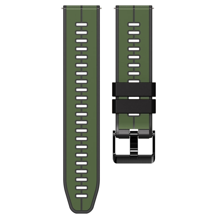 22mm Universal Vertical Line Two-Color Silicone Watch Band(Army Green+Black)