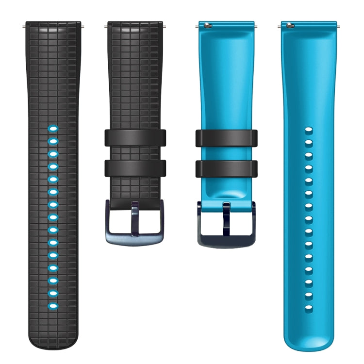 22mm Universal Mesh Two-Tone Silicone Watch Band(Black Sky Blue)