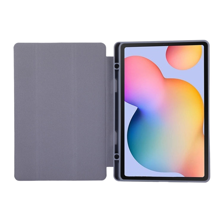 For Samsung Galaxy Tab S6 Lite/Tab S6 Lite 2022 Solid Color 3-folding Leather Tablet Case(Black) - free shipping - PMC Jewellery - Order now!
