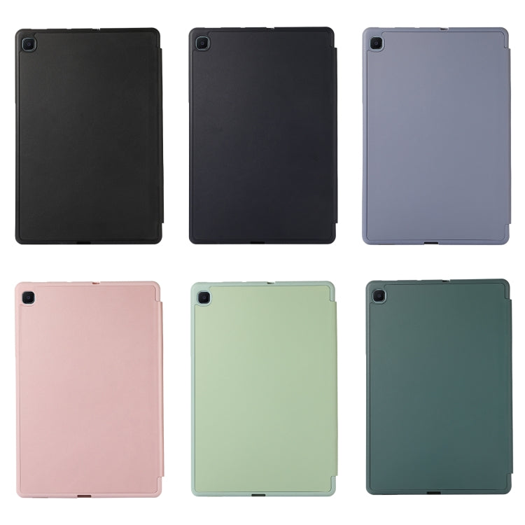 For Samsung Galaxy Tab S6 Lite/Tab S6 Lite 2022 Solid Color 3-folding Leather Tablet Case(Black) - free shipping - PMC Jewellery - Order now!