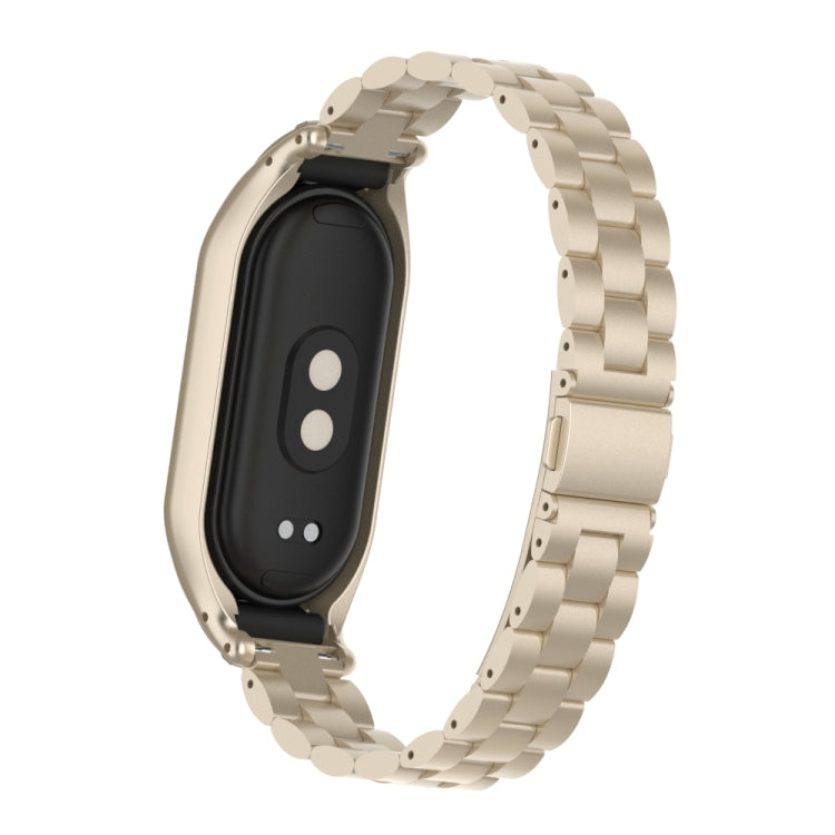 For Xiaomi Mi Band 8 Integrated Metal Case + Three-bead Watch Band(Starlight Color)