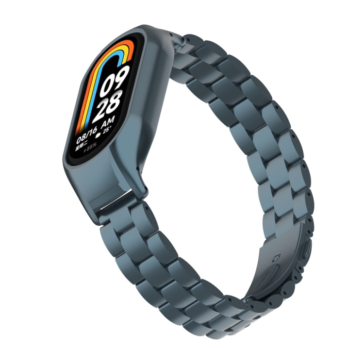 For Xiaomi Mi Band 8 Integrated Metal Case + Three-bead Watch Band(Titanium Gray)