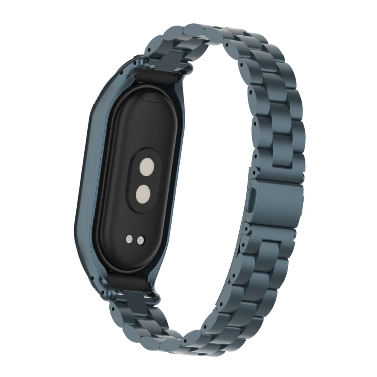 For Xiaomi Mi Band 8 Integrated Metal Case + Three-bead Watch Band(Titanium Gray)