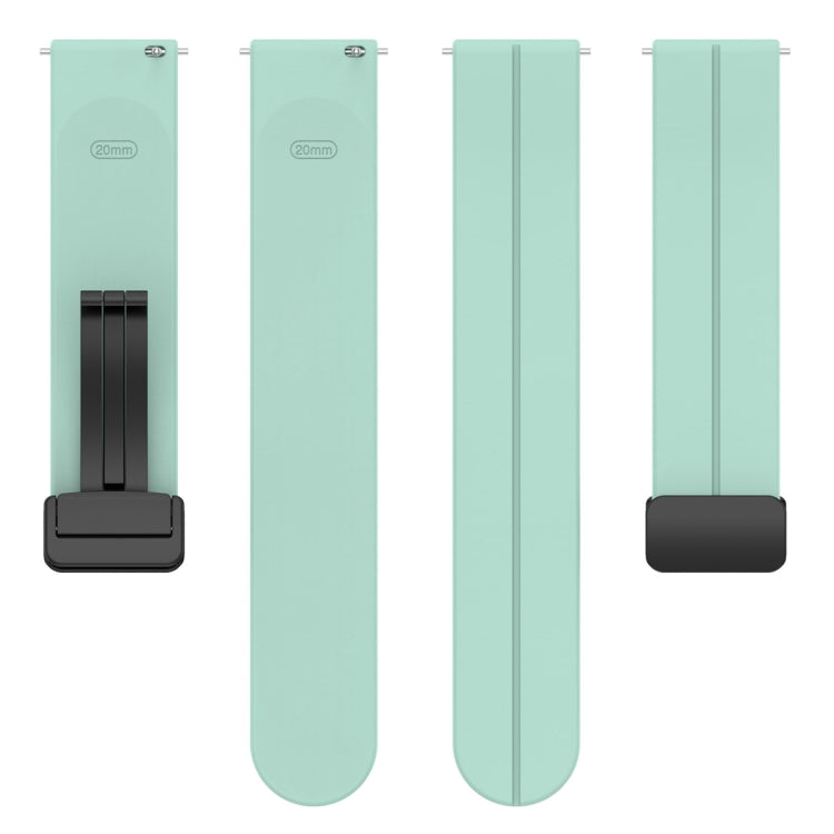 20mm Universal Flat Head Groove Folding Black Buckle Silicone Watch Band(Teal)